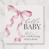 Roze Coquette Bow Meisje Baby shower Bedankjes Labels (Voorkant)
