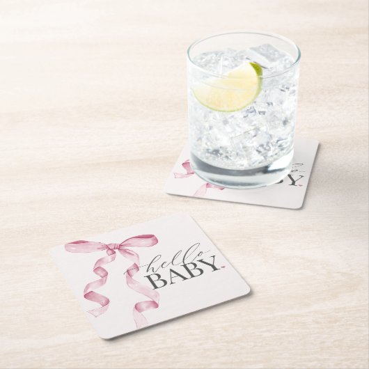 Roze Coquette Bow Meisje Baby shower Decor Kartonnen Onderzetters (Insitu)