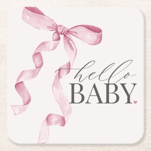 Roze Coquette Bow Meisje Baby shower Decor Kartonnen Onderzetters (Voorkant)