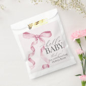 Roze Coquette Bow Meisje Baby shower Dessert Bedankzakje (Gezegeld)