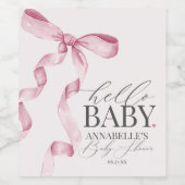 Roze Coquette Bow Meisje Baby shower Favors Wijn Etiket (Enkel label)