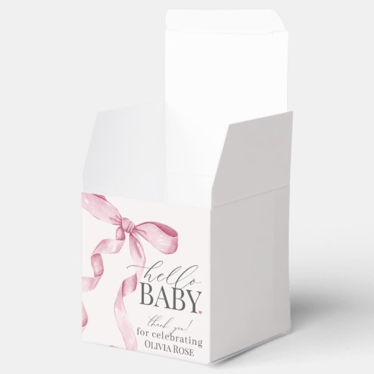 Roze Coquette Bow Meisje Baby shower Gift Bedankdoosjes (Geopend)