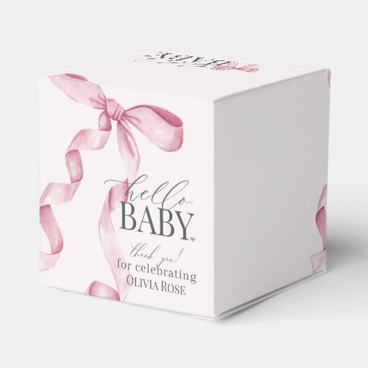 Roze Coquette Bow Meisje Baby shower Gift Bedankdoosjes (Achterkant)
