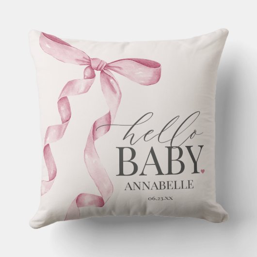 Roze Coquette Bow Meisje Baby shower Gift Kussen (Achterkant)