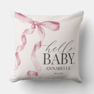 Roze Coquette Bow Meisje Baby shower Gift Kussen
