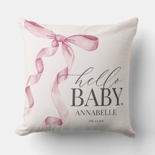 Roze Coquette Bow Meisje Baby shower Gift Kussen (Voorkant)