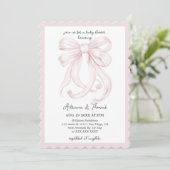 Roze Coquette Bow Meisje Baby shower Kaart (Staand voorkant)