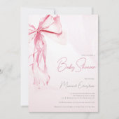 Roze Coquette Bow Meisje Baby shower Kaart (Voorkant)