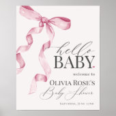 Roze Coquette Bow Meisje Baby shower Welkomstbord Poster (Voorkant)