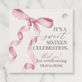 Roze Coquette Bow Meisje Lief 16 Verjaardagsfeest Bedankjes Labels (Achterkant)