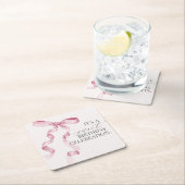 Roze Coquette Bow Meisje Verjaardagsfeestdecor Kartonnen Onderzetters (Insitu)