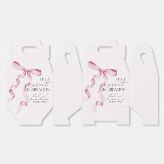 Roze Coquette Bow Meisje Verjaardagsfeestgeschenk Bedankdoosjes (Ongevouwen)