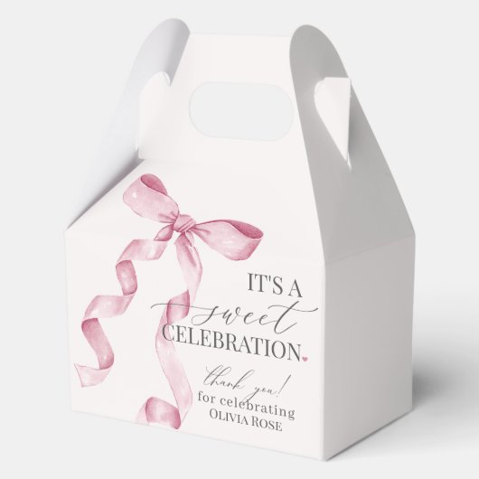 Roze Coquette Bow Meisje Verjaardagsfeestgeschenk Bedankdoosjes (Achterkant)