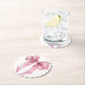 Roze Coquette Bow minimalistische verjaardag Kartonnen Onderzetters (Insitu)