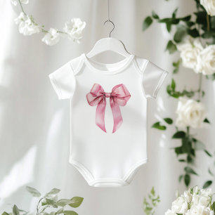 Roze Coquette Bow minimalistische verjaardag Romper