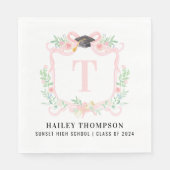 Roze Coquette Bow | Monogram Afstuderen Servet (Voorkant)