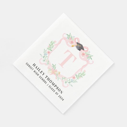 Roze Coquette Bow | Monogram Afstuderen Servet (Hoek)