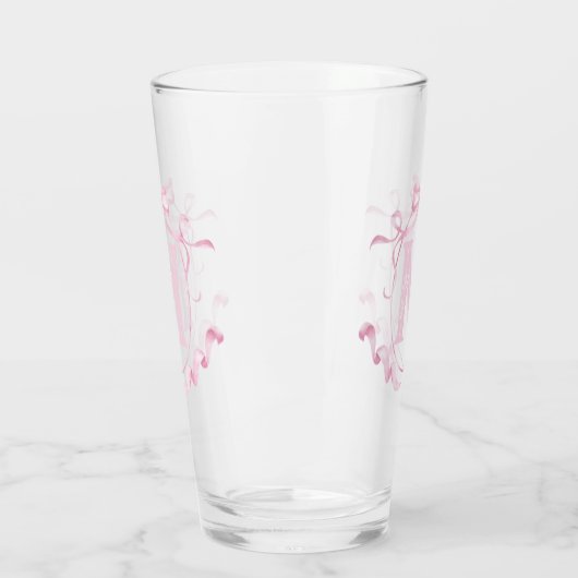 Roze Coquette Bow Monogram Custom Pint Bar Glas (Links)