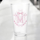 Roze Coquette Bow Monogram Custom Pint Bar Glas