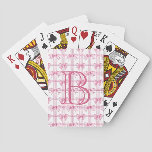 Roze Coquette Bow Monogram Pokerkaarten (Achterkant)