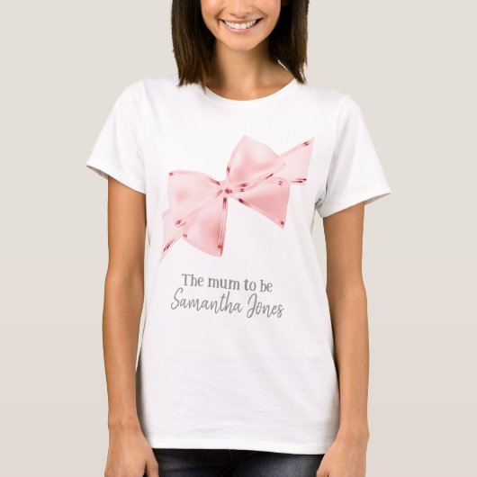 Roze Coquette Bow Mum wordt T-shirt (Voorkant)