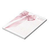 Roze Coquette Bow Notitieblok – Elegant pastellint (Linkerzijde)