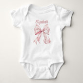 Roze Coquette Bow & Parels Romper (Voorkant)