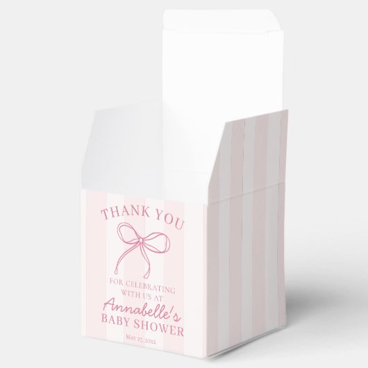 Roze Coquette Bow Pastel Baby shower Dessert Bedankdoosjes (Geopend)