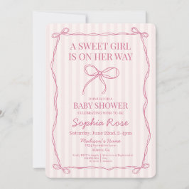 Roze Coquette Bow Pastel Baby shower Kaart