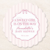 Roze Coquette Bow Pastel Baby shower Kartonnen Onderzetters (Voorkant)