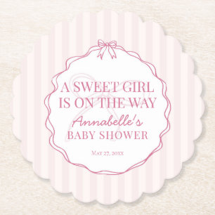 Roze Coquette Bow Pastel Baby shower Kartonnen Onderzetters