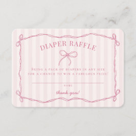 Roze Coquette Bow Pastel Baby shower Luier Raffle Informatiekaartje