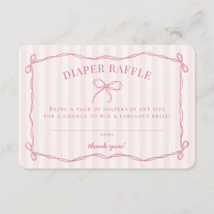 Roze Coquette Bow Pastel Baby shower Luier Raffle Informatiekaartje