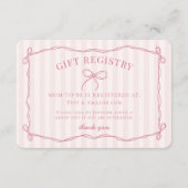 Roze Coquette Bow Pastel Baby shower Registry Informatiekaartje (Voorkant)