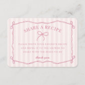 Roze Coquette Bow Pastel Bruids Deel een recept Informatiekaartje (Voorkant)