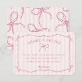 Roze Coquette Bow Pastel Bruids Deel een recept Informatiekaartje (Voorkant / Achterkant)