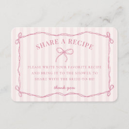 Roze Coquette Bow Pastel Bruids Deel een recept Informatiekaartje
