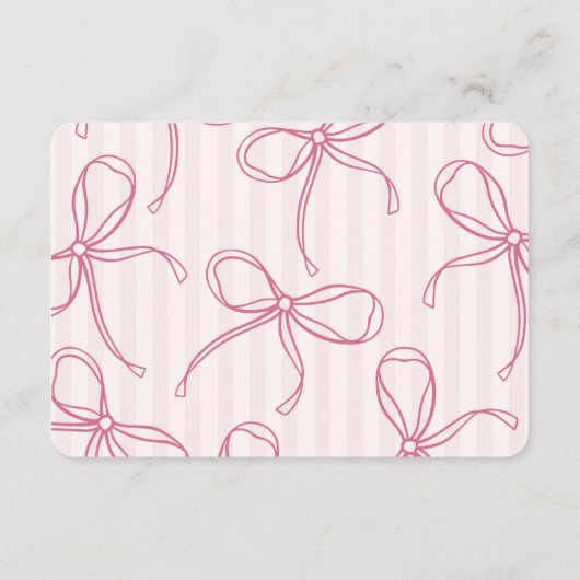 Roze Coquette Bow Pastel Details Invoegen Informatiekaartje (Achterkant)