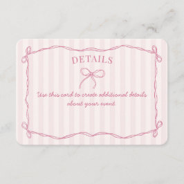 Roze Coquette Bow Pastel Details Invoegen Informatiekaartje