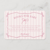 Roze Coquette Bow Pastel Douche Boeken voor Baby Informatiekaartje (Voorkant)
