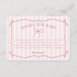 Roze Coquette Bow Pastel Douche Boeken voor Baby Informatiekaartje