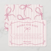 Roze Coquette Bow Pastel Douche Boeken voor Baby Informatiekaartje (Voorkant / Achterkant)