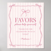 Roze Coquette Bow Pastel Favorieten Teken Poster (Voorkant)