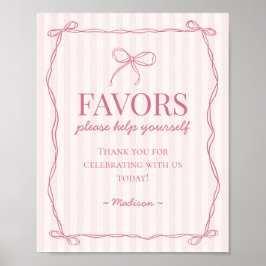 Roze Coquette Bow Pastel Favorieten Teken Poster