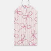 Roze Coquette Bow Pastel Gestreepte Verjaardagsgun Cadeaulabel (Achterkant)