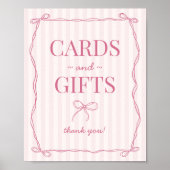 Roze Coquette Bow Pastel Kaarten en Geschenken Tek Poster (Voorkant)