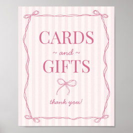 Roze Coquette Bow Pastel Kaarten en Geschenken Tek Poster