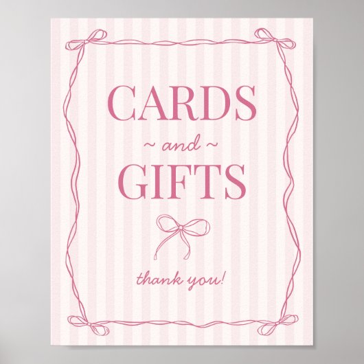 Roze Coquette Bow Pastel Kaarten en Geschenken Tek Poster (Voorkant)