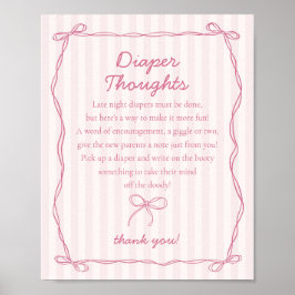 Roze Coquette Bow Pastel Luier Gedachten Douche Poster