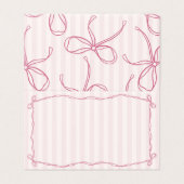 Roze Coquette Bow Pastel Place Card Tafel Decor Kaart (Buitenkant ongevouwen)